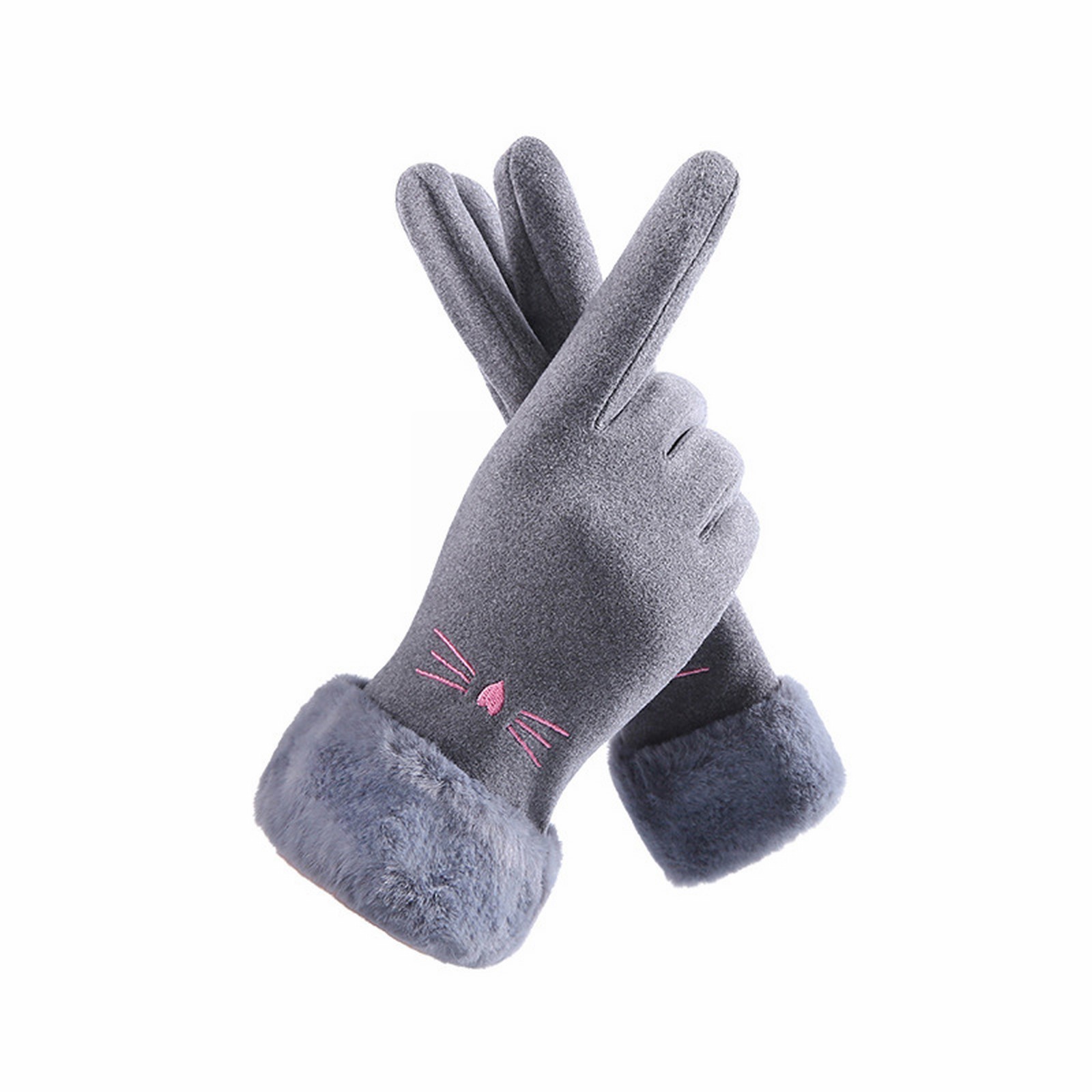 thumbnail image 2 of Guantes de invierno de las señoras del pelo de la boca caliente lindo terciopelo engrosada deportes al aire libre montar pantalla guantes de ciclismo, 2 of 2